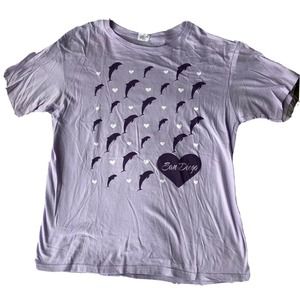 Quail Hollow T Shirt Sz L Purple Hearts Dolphins San Diego Travel Summer Womens